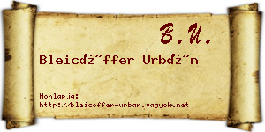 Bleicöffer Urbán névjegykártya